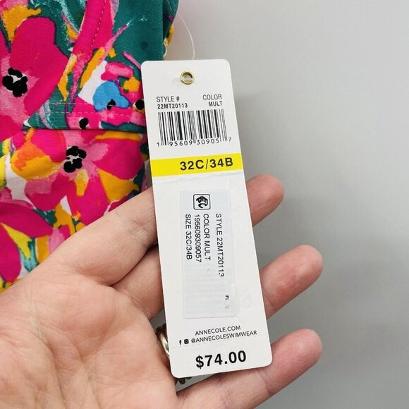 Anne Cole Womens 32C/34B Sunshine Floral Print Underwire Twist Tankini Top 2308 - Picture 7 of 8